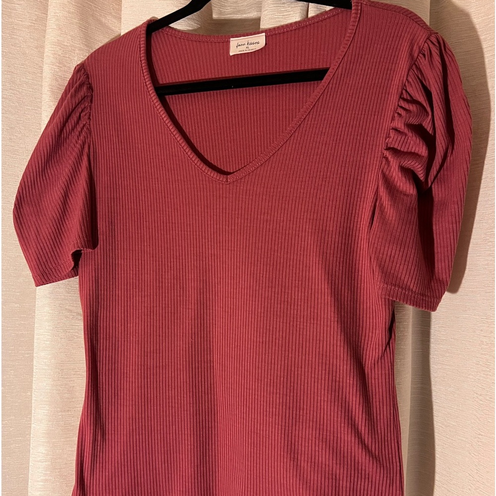 🌟Mauve Puff Sleeve Ribbed Top🌟